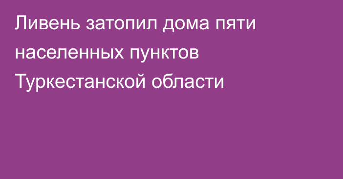 Ливень затопил дома пяти населенных пунктов Туркестанской области