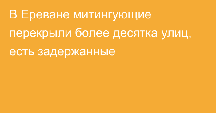 В Ереване митингующие перекрыли более десятка улиц, есть задержанные