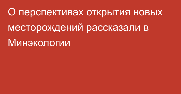 О перспективах открытия новых месторождений рассказали в Минэкологии