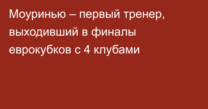 Моуринью – первый тренер, выходивший в финалы еврокубков с 4 клубами