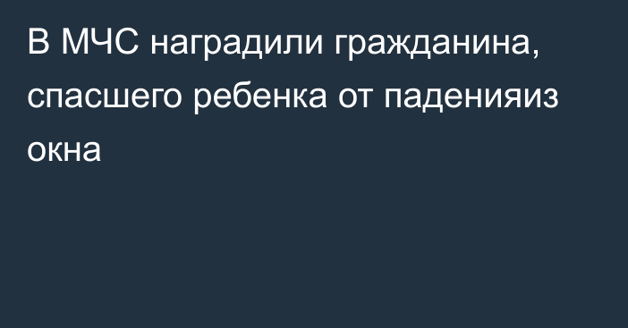 В МЧС наградили гражданина, спасшего ребенка от паденияиз окна