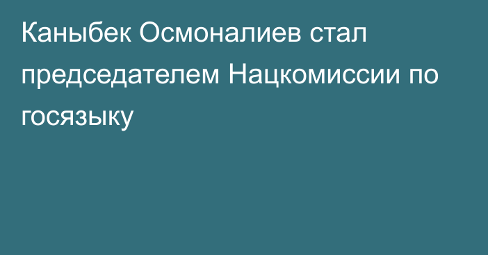 Каныбек Осмоналиев стал председателем Нацкомиссии по госязыку