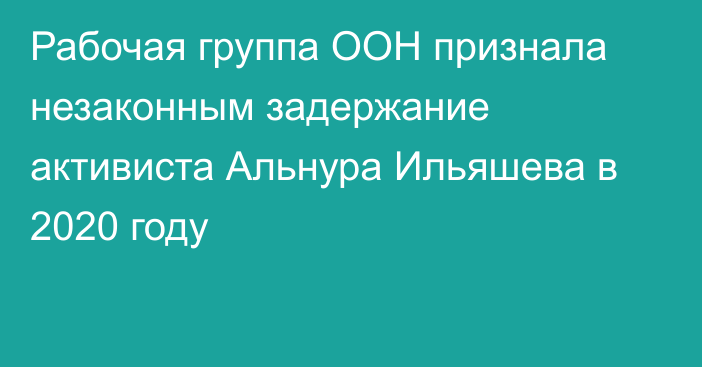 Рабочая группа ООН признала незаконным задержание активиста Альнура Ильяшева в 2020 году