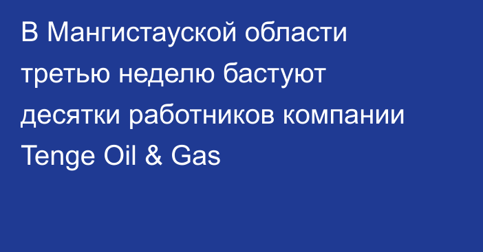 В Мангистауской области третью неделю бастуют десятки работников компании Tenge Oil & Gas