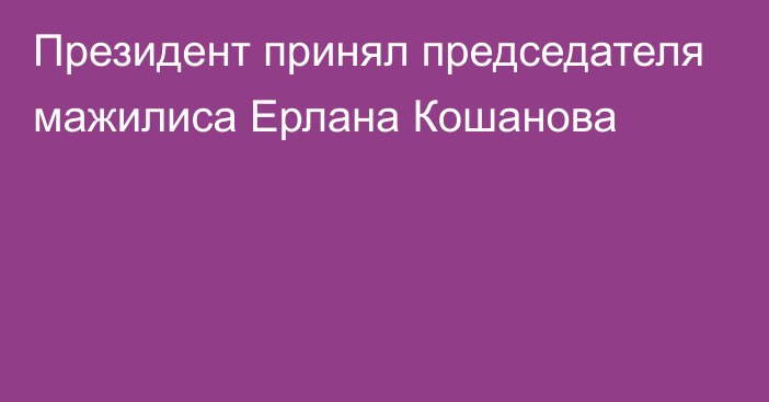 Президент принял председателя мажилиса Ерлана Кошанова