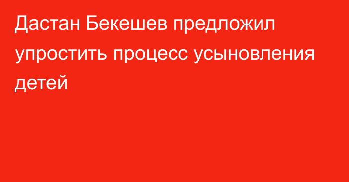 Дастан Бекешев предложил упростить процесс усыновления детей