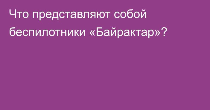 Что представляют собой беспилотники «Байрактар»?