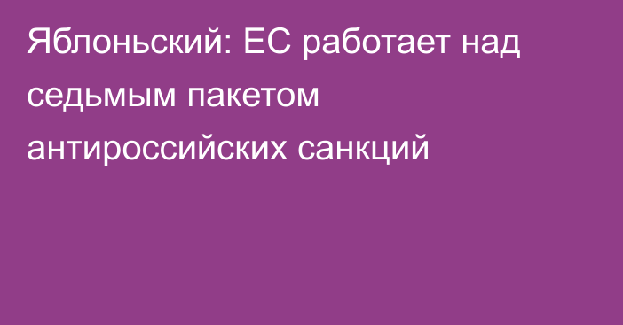 Яблоньский: ЕС работает над седьмым пакетом антироссийских санкций