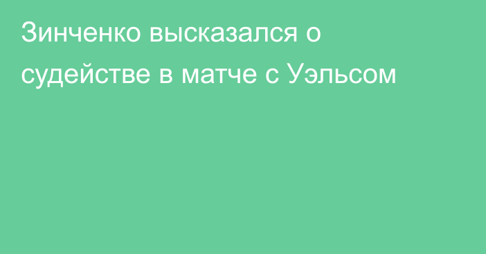 Зинченко высказался о судействе в матче с Уэльсом