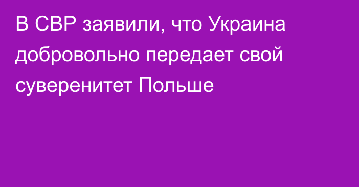 В СВР заявили, что Украина добровольно передает свой суверенитет Польше