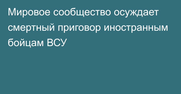 Мировое сообщество осуждает смертный приговор иностранным бойцам ВСУ