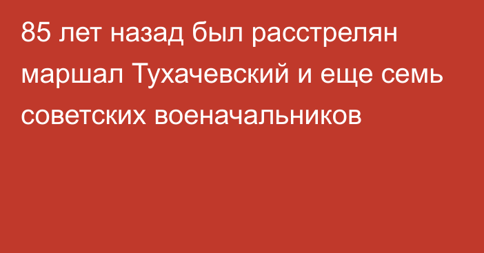 85 лет назад был расстрелян маршал Тухачевский и еще семь советских военачальников