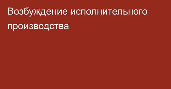 Возбуждение исполнительного производства