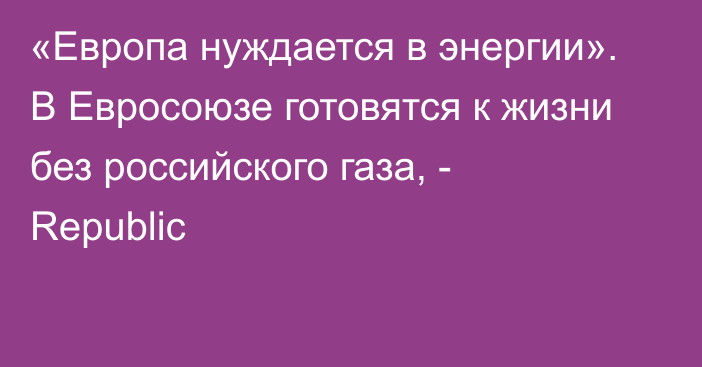 «Европа нуждается в энергии». В Евросоюзе готовятся к жизни без российского газа, - Republic