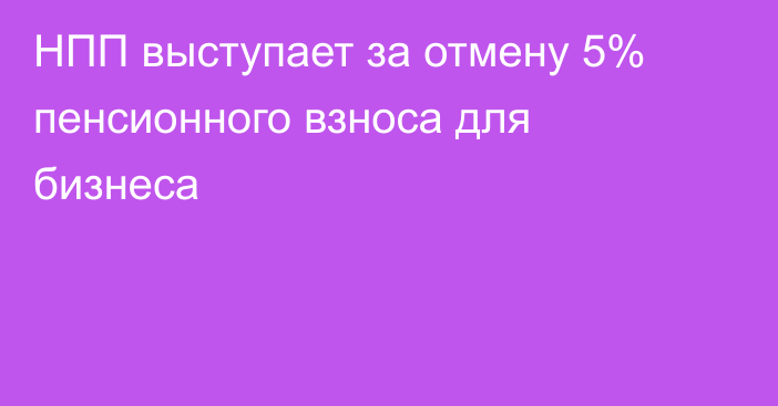 НПП выступает за отмену 5% пенсионного взноса для бизнеса