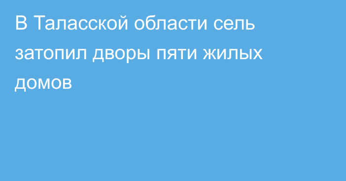 В Таласской области сель затопил дворы пяти жилых домов