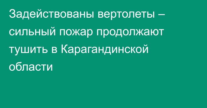 Задействованы вертолеты – сильный пожар продолжают тушить в Карагандинской области