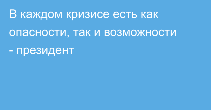 В каждом кризисе есть как опасности, так и возможности - президент