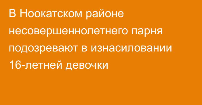 В Ноокатском районе несовершеннолетнего парня подозревают в изнасиловании 16-летней девочки