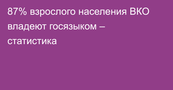 87% взрослого населения ВКО владеют госязыком – статистика