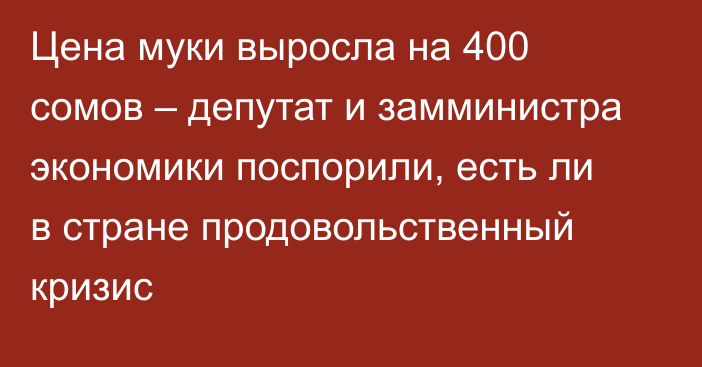 Цена муки выросла на 400 сомов – депутат и замминистра экономики поспорили, есть ли в стране продовольственный кризис