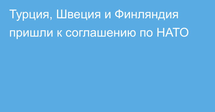 Турция, Швеция и Финляндия пришли к соглашению по НАТО