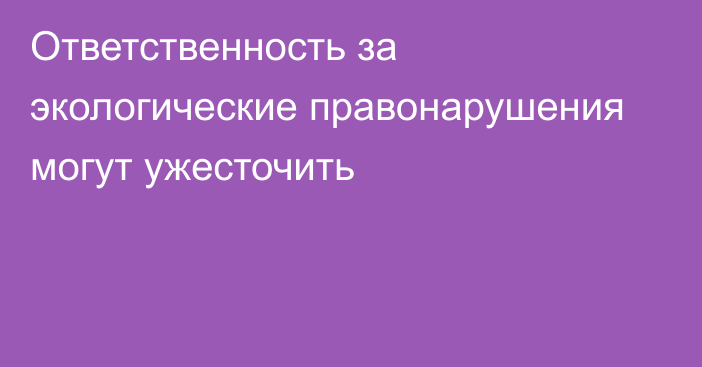 Ответственность за экологические правонарушения могут ужесточить