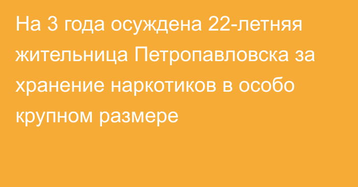 На 3 года осуждена 22-летняя жительница Петропавловска за хранение наркотиков в особо крупном размере