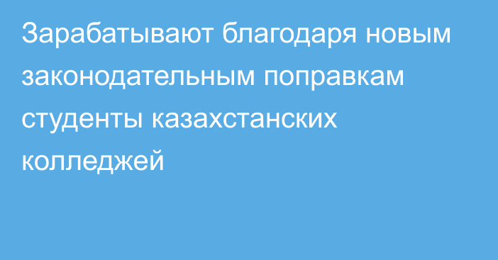 Зарабатывают благодаря новым законодательным поправкам студенты казахстанских колледжей