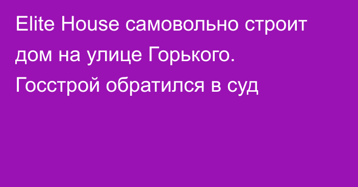 Elite House самовольно строит дом на улице Горького. Госстрой обратился в суд