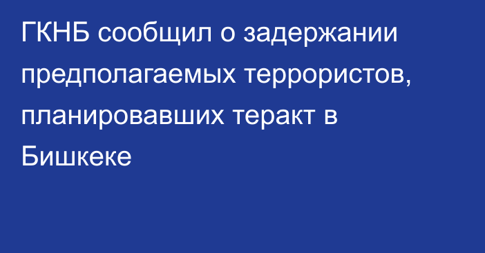 ГКНБ сообщил о задержании предполагаемых террористов, планировавших теракт в Бишкеке