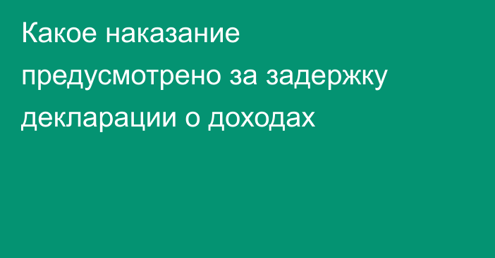 Какое наказание предусмотрено за задержку декларации о доходах