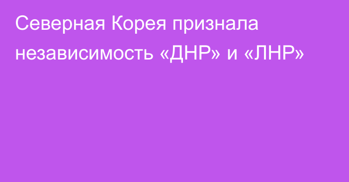 Северная Корея признала независимость «ДНР» и «ЛНР»