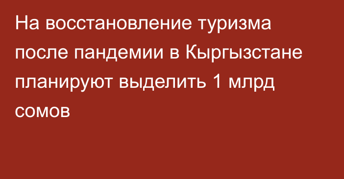 На восстановление туризма после пандемии в Кыргызстане планируют выделить 1 млрд сомов