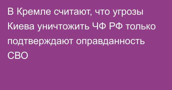 В Кремле считают, что угрозы Киева уничтожить ЧФ РФ только подтверждают оправданность СВО