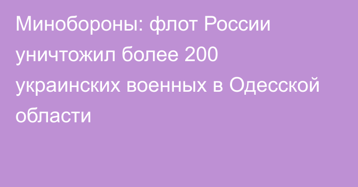 Минобороны: флот России уничтожил более 200 украинских военных в Одесской области