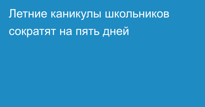 Летние каникулы школьников сократят на пять дней