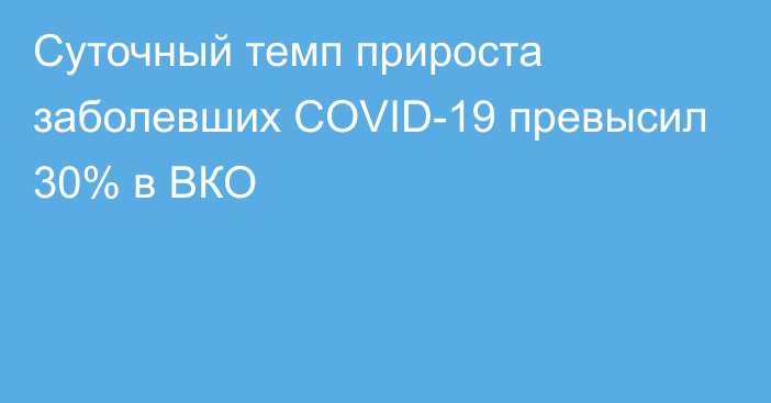 Суточный темп прироста заболевших COVID-19 превысил 30% в ВКО