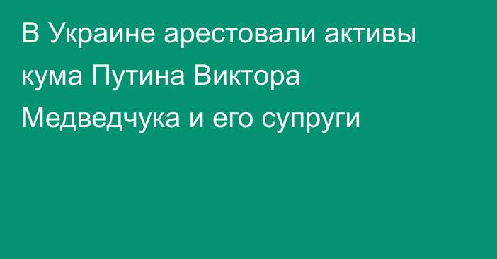 В Украине арестовали активы кума Путина Виктора Медведчука и его супруги