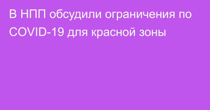 В НПП обсудили ограничения по COVID-19 для красной зоны