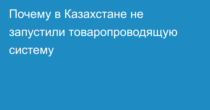 Почему в Казахстане не запустили товаропроводящую систему