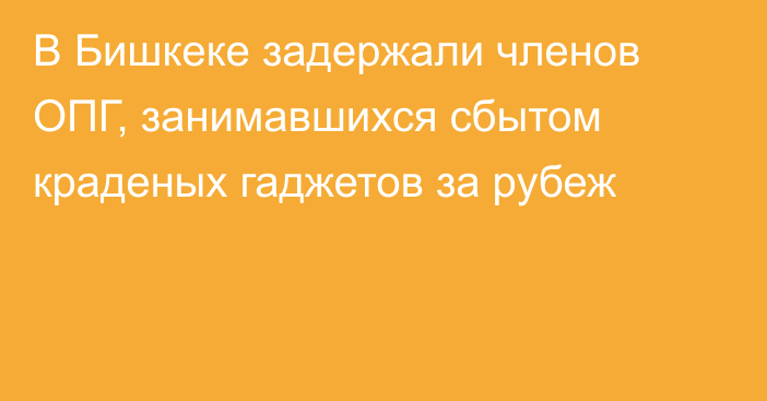 В Бишкеке задержали членов ОПГ, занимавшихся сбытом краденых гаджетов за рубеж