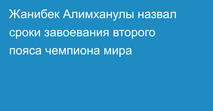 Жанибек Алимханулы назвал сроки завоевания второго пояса чемпиона мира