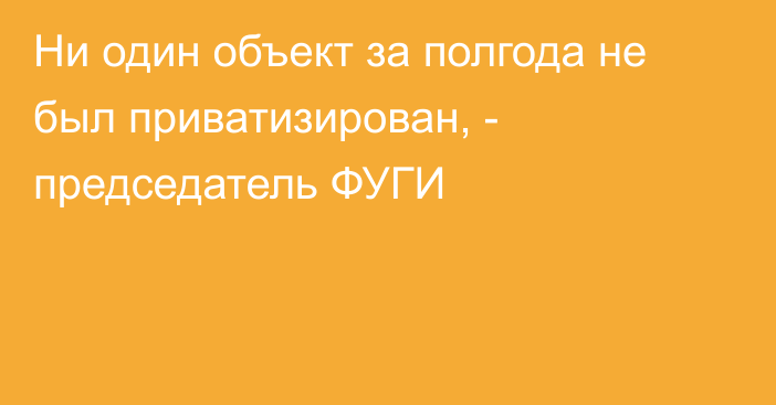 Ни один объект за полгода не был приватизирован, - председатель ФУГИ