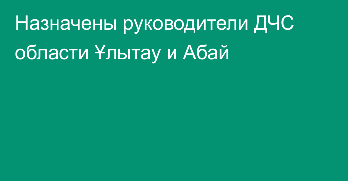 Назначены руководители ДЧС области Ұлытау и Абай