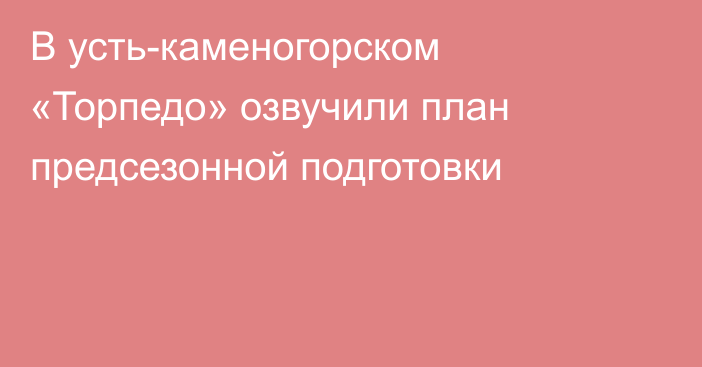 В усть-каменогорском «Торпедо» озвучили план предсезонной подготовки