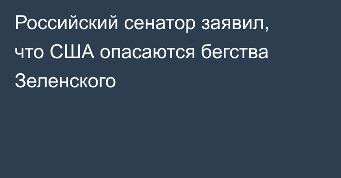 Российский сенатор заявил, что США опасаются бегства Зеленского