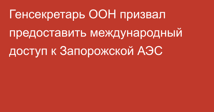 Генсекретарь ООН призвал предоставить международный доступ к Запорожской АЭС