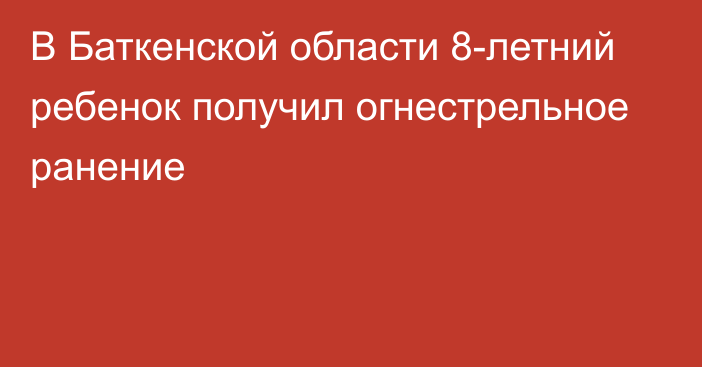 В Баткенской области 8-летний ребенок получил огнестрельное ранение