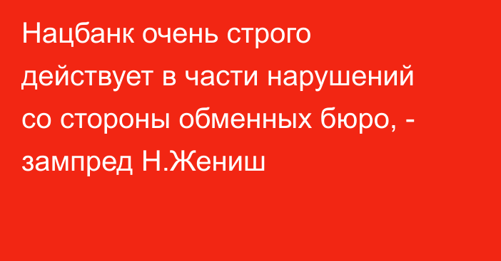 Нацбанк очень строго действует в части нарушений со стороны обменных бюро, - зампред Н.Жениш